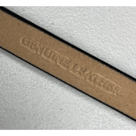 Ann Taylor Studded Leather Belt Womens Large Black Skinny Gun Metal Tone Buckle - Picture 5 of 6